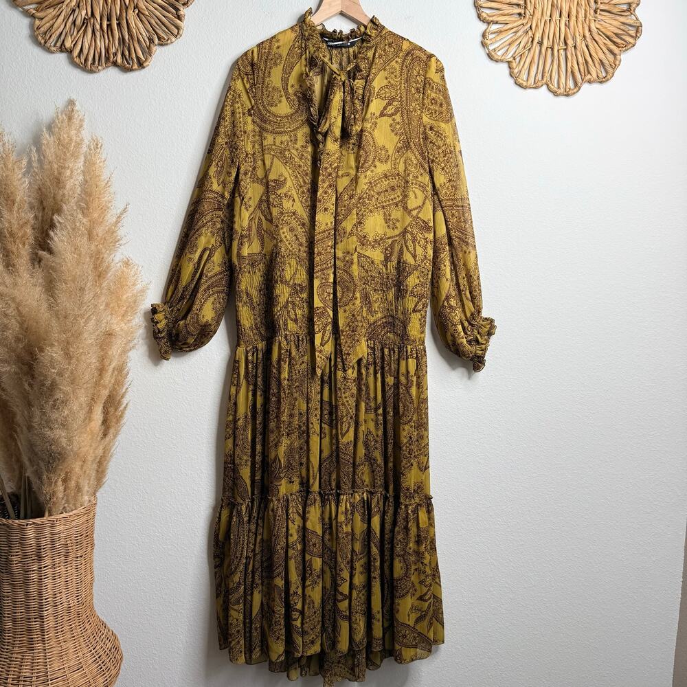 Zara maxi dress chiffon floral print summer spring boho tiered Small - Picture 3 of 7